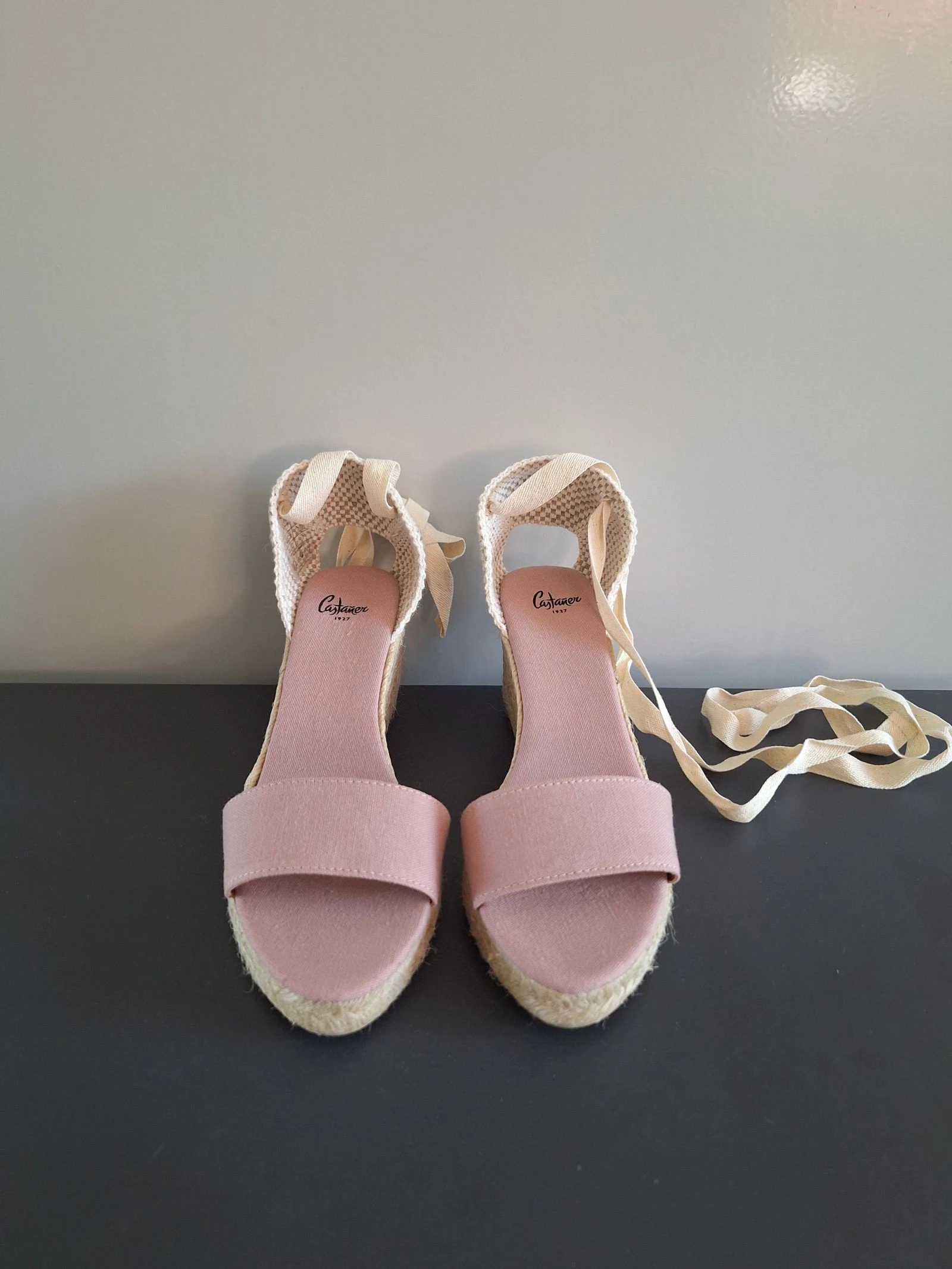 Castañer alpargatas rosa claro con tacón de cuña y cordón 39 – photo 2